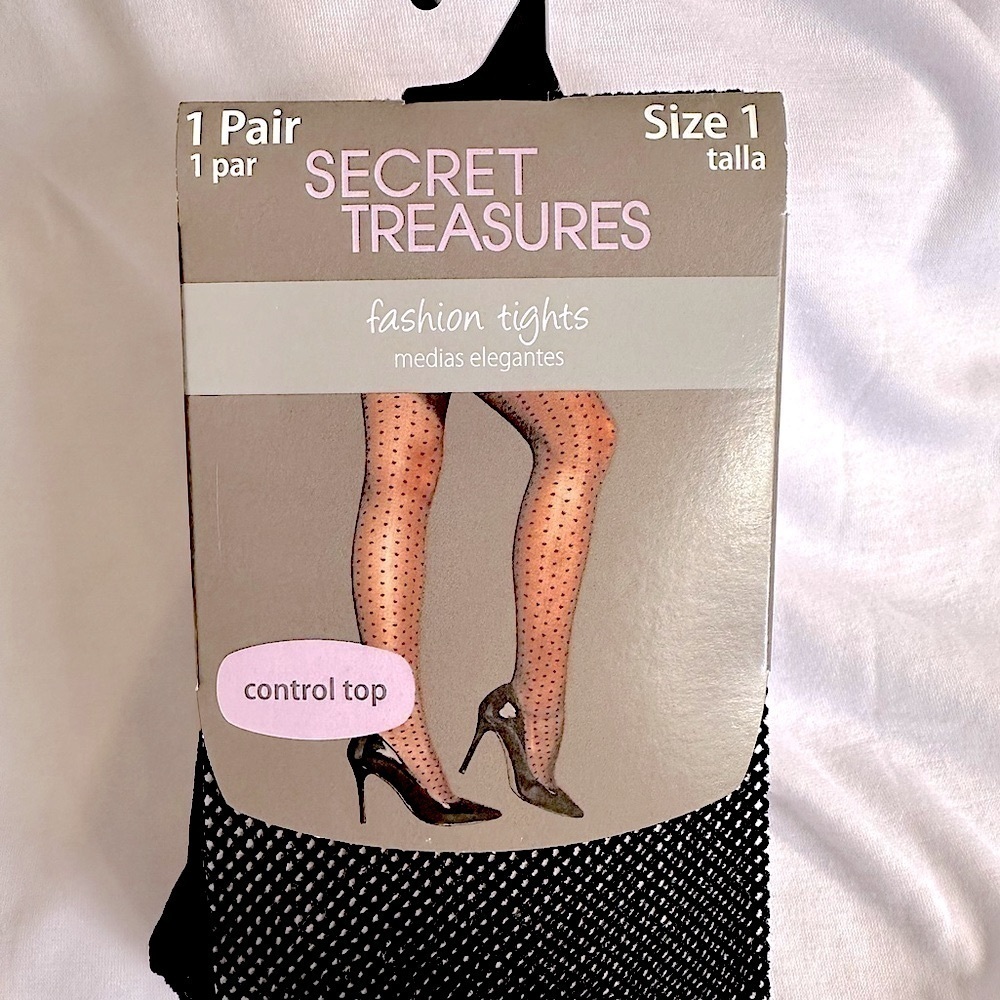 NWT Secret Treasures Fishnet Fashion Tights Black Size 1 - Picture 4 of 7